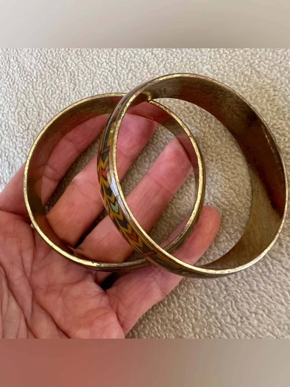 Set Two Bangle Bracelet in Mustard and Olive